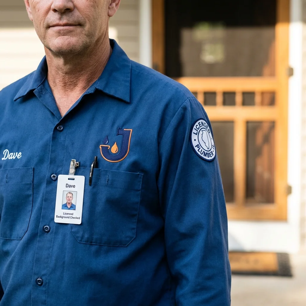 Licensed plumber showing ID badge in Pewee Valley, KY