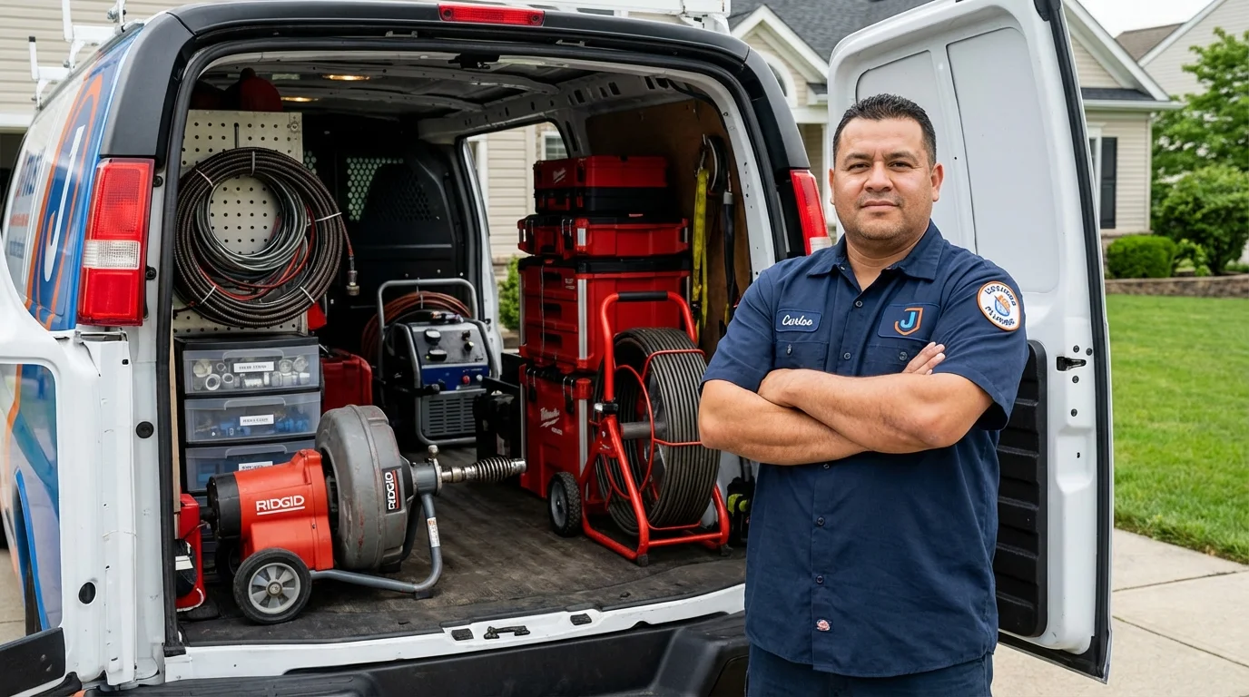 Professional drain cleaning equipment and Johns Plumbing LLC plumber in Pewee Valley