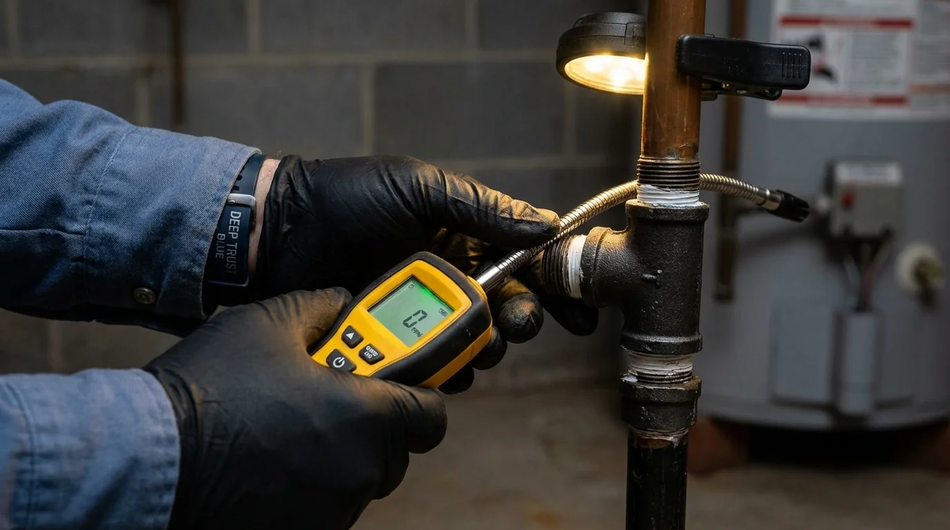 Gas leak detection with electronic sniffer by Johns Plumbing LLC in Pewee Valley