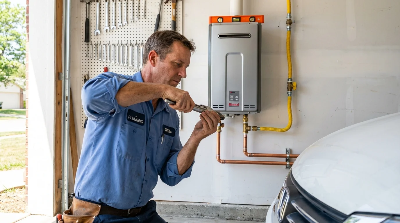 Tankless water heater installation by a Johns Plumbing LLC plumber in Pewee Valley